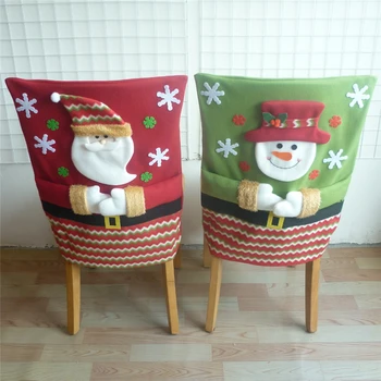 

2020 New Christmas Chair Cover Soft Santa Claus Snowman Dining Chair Back Covers Caps for Home Festival Party Decoration