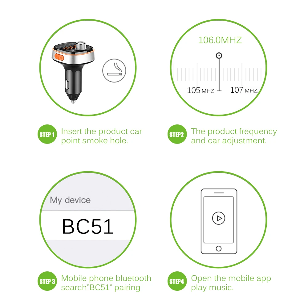 BC51 Bluetooth автомобильное зарядное устройство режим громкой эквалайзера Автомобильный MP3-плеер беспроводной автомобильный fm-передатчик с двумя usb-портами и интерфейсом PD