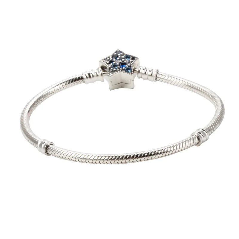 925 пробы серебряный браслет, креативный Звездный браслет, модный Пентагон, подходит для шарма из бисера, модное ювелирное изделие