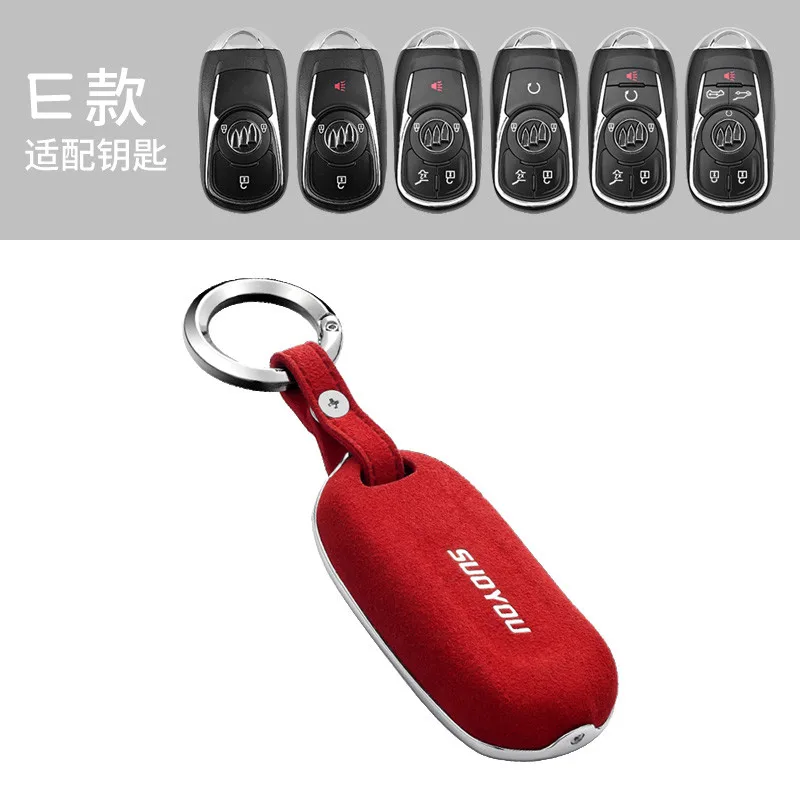 E-Red Замша кожа флип Мех автомобиля ключ чехол для Buick Astra OPEL ENCORE ENVISION Лакросс Регал GS XT лакросс Encore автомобиль аксессуары - Название цвета: E-Red
