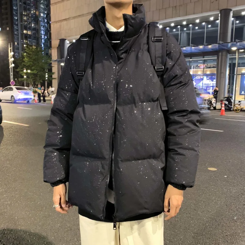 

Winter Bright Color Jacket Men's Parka Warm Fashion Casual Short Coat Men Loose Korean Style Thick Coat Mens Clothes M-5XL