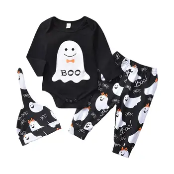 

Newborn Infant Baby Boys Girls Halloween Ghost Romper Jumpsuit Pants Cap Cute Costume Children Autumn Fashion Suit