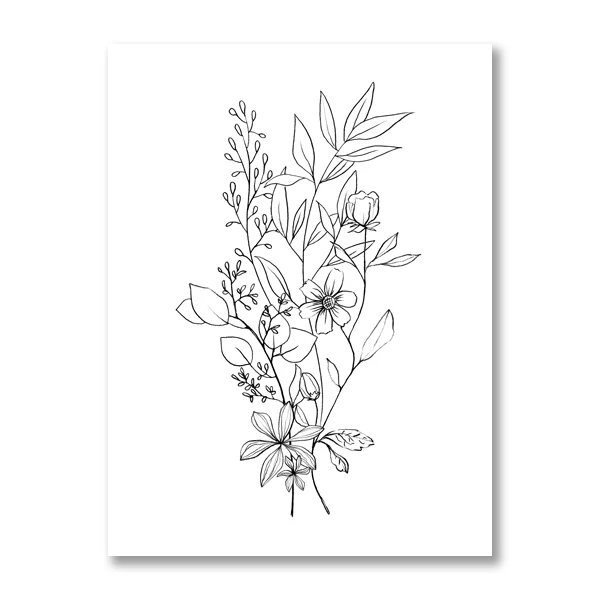 Flowers-Abstract-Plants-Sketch-Pencil-Drawing-Canvas-Prints-Wildflowers-Botanical-Black-White-Wall-Art-Pictures-Painting (3)