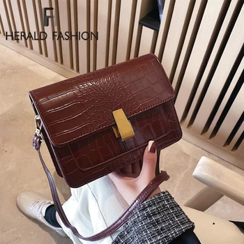 

Retro Alligator Crossbody Bags For Women 2020 Metal Lock High Quality Leather Luxury Handbag Designer Shoulder Messenger Bag