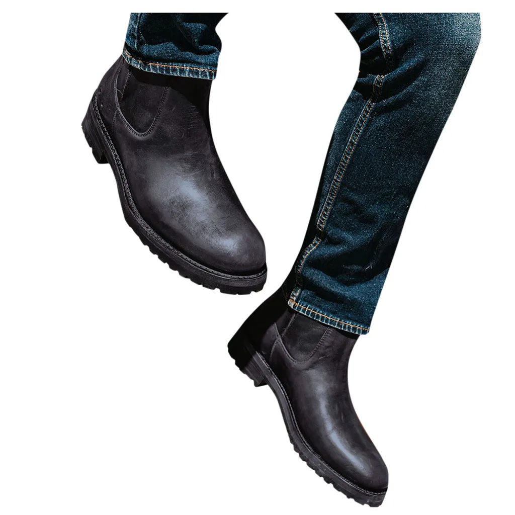 SAGACE/уличная Мужская эластичная Повседневная Классическая обувь на плоской подошве ботильоны на низком каблуке с круглым носком обувь с эластичным поясом в стиле ретро