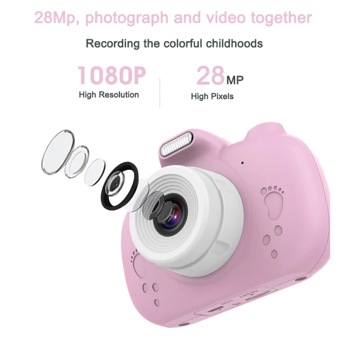 Digital Kids Camera 3Inch TouchScreen Dual Lens Cartoon Photography Birthday Gift OC-shipping