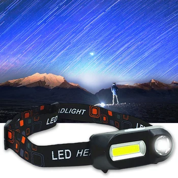 

Headlamp Q5+COB Double switch Portable mini heading light 3 modes built-in USB Rechargeable battery headlight fishing Light