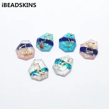 

New arrival!24x20mm 50pcs Built-in constellation Flat back beads for Earrings parts,hand Made Hair Clips Findings Jewelry DIY