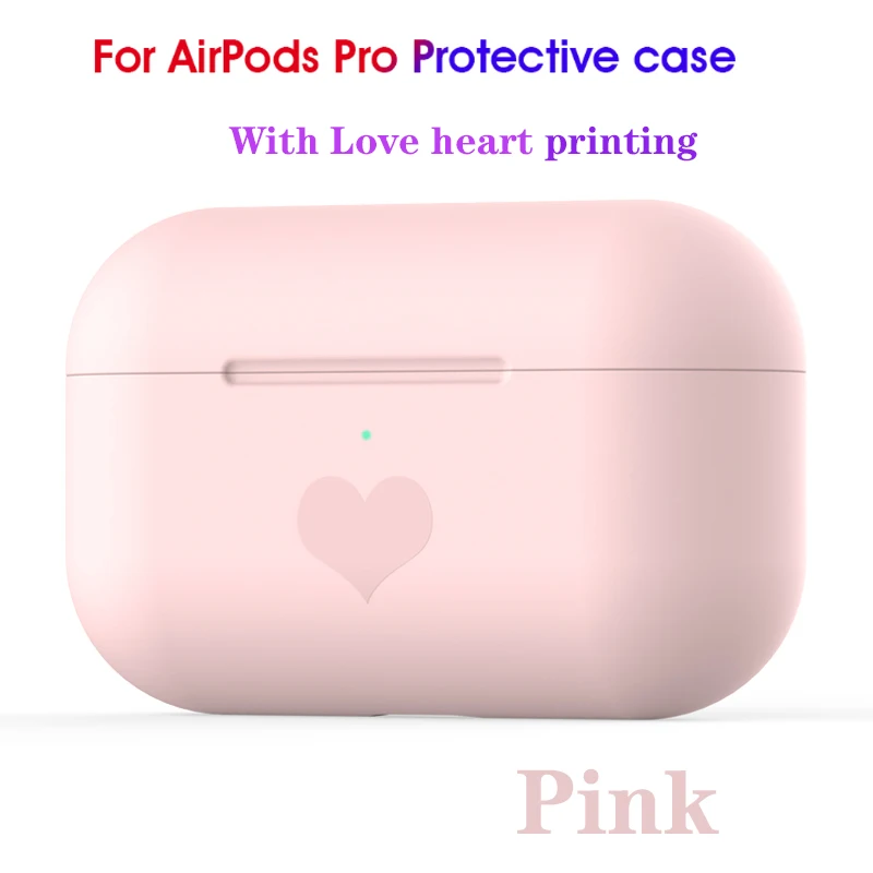 Love - Pink Силиконовый чехол для наушников для Apple AirPods Pro, чехол, коробка, милый чехол с сердечком, мягкий чехол для AirPods Pro 3, чехол для пары, Капа - Цвет: Love - Pink