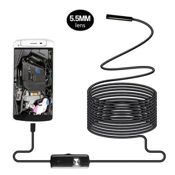 

AN97 5.5mm Lens 2in1 Android Endoscope 6LED 1m/2m/3.5m/5m/10m Soft Hard wire waterproof OTG Micro USB Snake Inspection Borescope