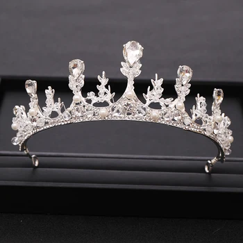 

Trendy Wedding Hair Accessories Silver Color Crystal Pearl Headband Crown Bridal Headdress Princess Crown Bridal Wedding Crown