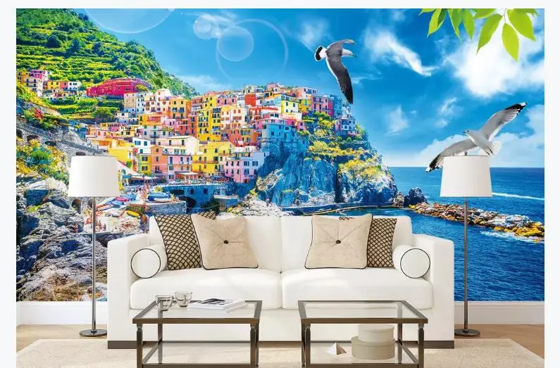 Красивая 3D фото настенная бумага фрески Средиземноморское сердце пейзаж для ktv