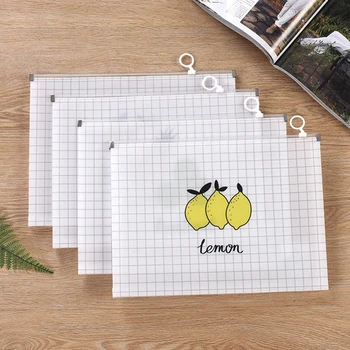 

4pcs/Lot Zip Lock Plastic Bags Transparent Cartoon Waterproof PP A4 Bag Pencil Stationary Makeup Packaging Bags