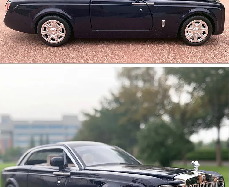 1:24 Rolls Royce Phantom металлические игрушечные колеса, имитационный звуковой светильник, вытяжной задний светильник, коллекция детских подарков, литая под давлением модель автомобиля