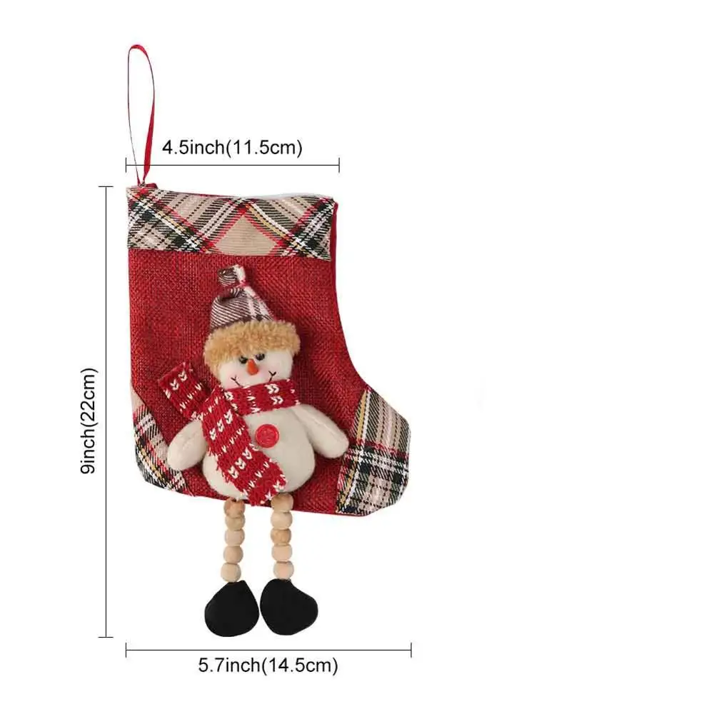 Теплые рождественские чулки со снежинками, 18 дюймов, Подарочная сумка с плюшевыми манжетами из искусственного меха, красные и черные детские рождественские подарочные чулки с буйволами - Цвет: 1pc Snowman