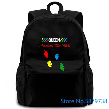 

Queen Vintage 1982 Hot Space Tour Freddie Mercury To Printed Round Cheap Price women men backpack laptop travel school