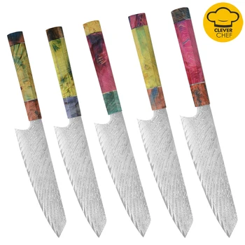 

1pcs 8'' Damascus Steel Kitchen Knife with Box Japanese Kitchen Chef Knives Meat Cleaver Sushi Sashimi Filleting Petty Knife