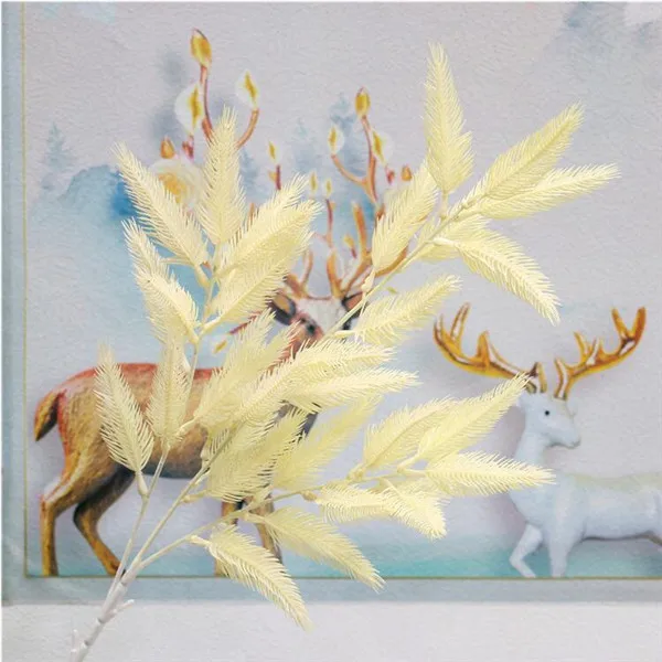 10Pcs Fake Feather Maple(3 stems/piece) 29.92" Length Simulation Plastic Flowers for Wedding Home Decorative Artificial Flower - Цвет: Бежевый