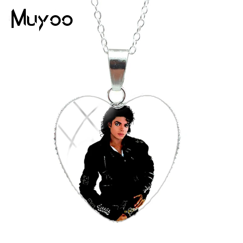 Новинка, известная рок-певица Майкл Джексон, ювелирное изделие, Серебряное сердце, подвески, космическая ходьба, ювелирное изделие, стеклянный купол, ожерелье, HZ3 - Окраска металла: 2
