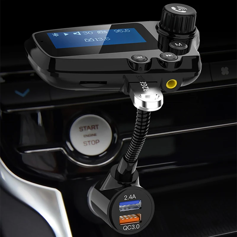 Автомобильный комплект Bluetooth 5,0, fm-передатчик QC3.0, быстрое зарядное устройство, ЖК-дисплей, поддержка TF карты, музыкальный Aux аудио приемник, автомобильный mp3-плеер