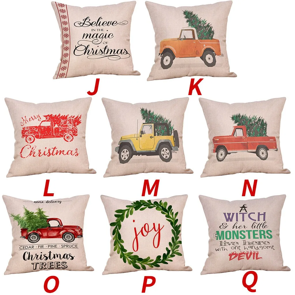 Pillow cove Merry Christmas Pillow Cases Cotton Linen Sofa Cushion Cover Home Decor Christmas letter pattern print pillowcase