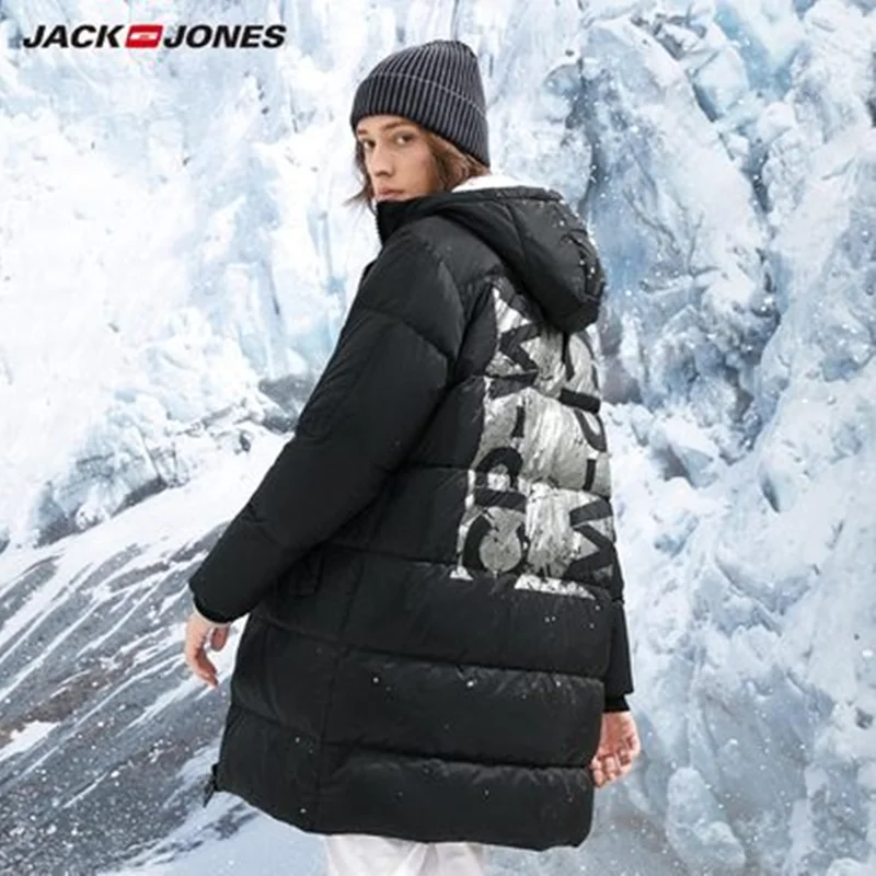 Новейший мужской пуховик JackJones, мужской зимний длинный пуховик с капюшоном, парка, пальто, мужская одежда 218312537