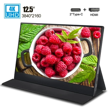 

12.5 inch 4K lcd display FHD ips screen 3840x2160 portable monitor with type c interface Leather case for ps4 switch MacBook NS