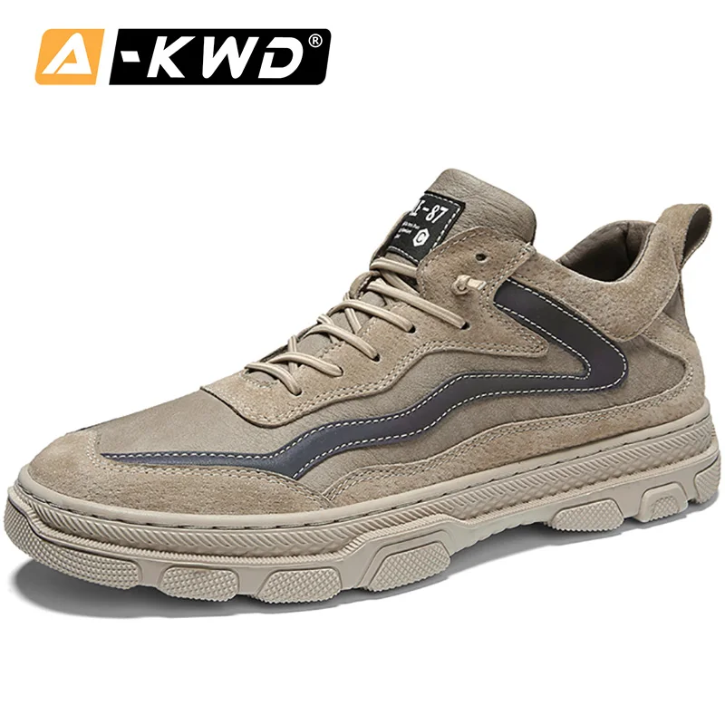Модные мужские кроссовки с высоким берцем; Мужская обувь; chaussure homme Lux Marque; Мужская Рабочая обувь; повседневные мужские кроссовки - Цвет: Khaki-Fur