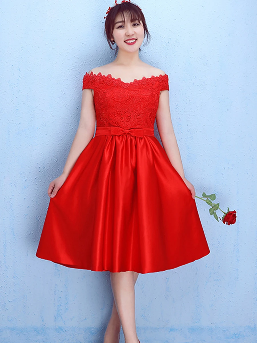 Короткое платье для выпускного вечера, кружевное платье Vestidos De Gala размера плюс, платья трапециевидной формы, женские вечерние платья с коротким рукавом и вырезом лодочкой, платья для выпускного вечера T159