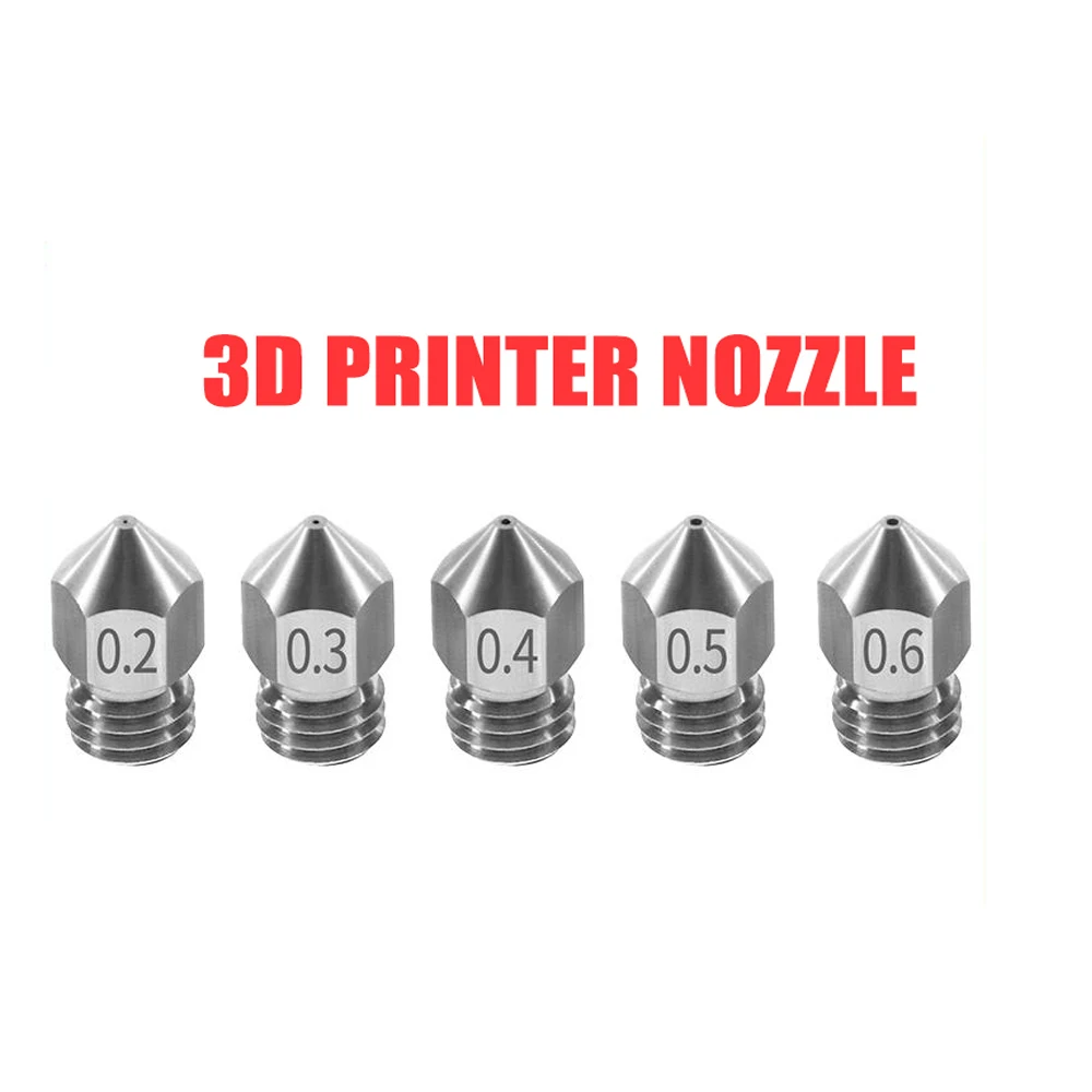 

MK8 V5 V6 Stainless Steel Nozzle 0.2mm 0.3mm 0.4mm 0.5mm M6 Threaded Part For Extruder 3D Printer Part 1.75mm Filament