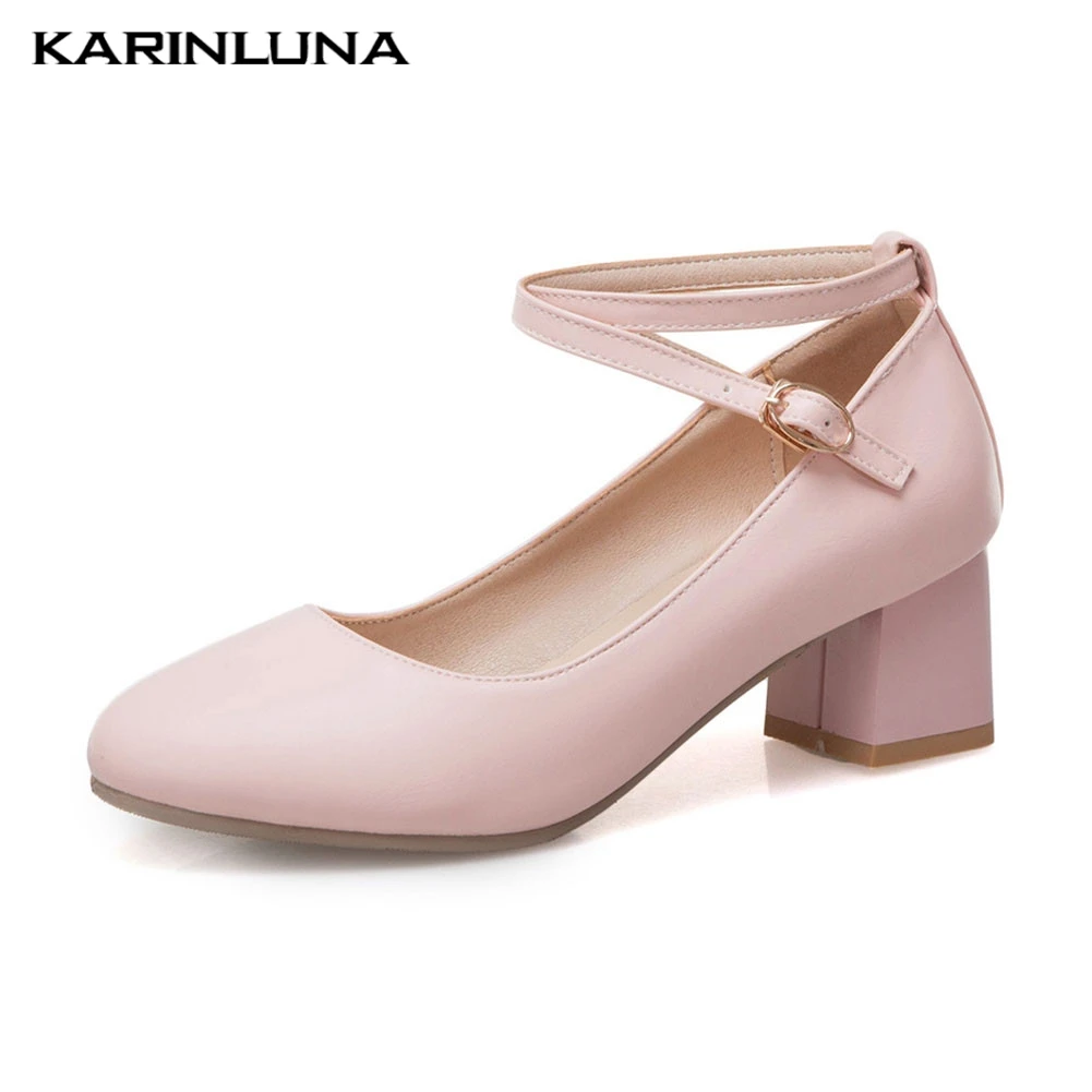 Karinluna Sweet Plus Size 30-43 Lady Chunky Heels Shoes Woman Casual Office Lady Date Spring Pumps Women Shoes