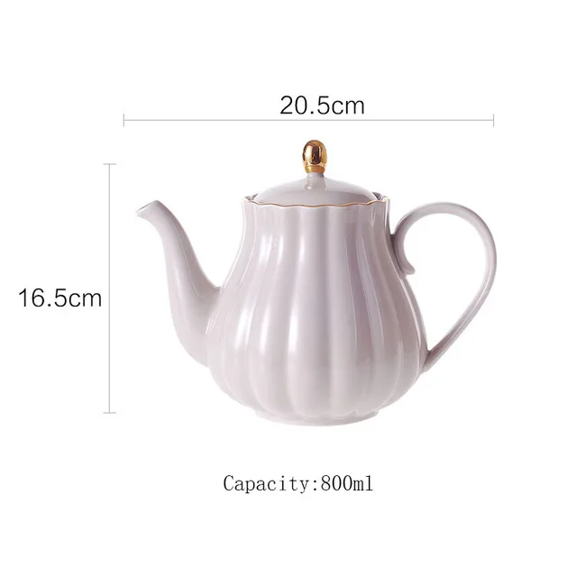 Brief British Bone China тыква в полоску керамическая посуда кофейная чашка кружка с молочным чайником ложка для блюдца Позолоченный Комплект полок набор - Цвет: 08