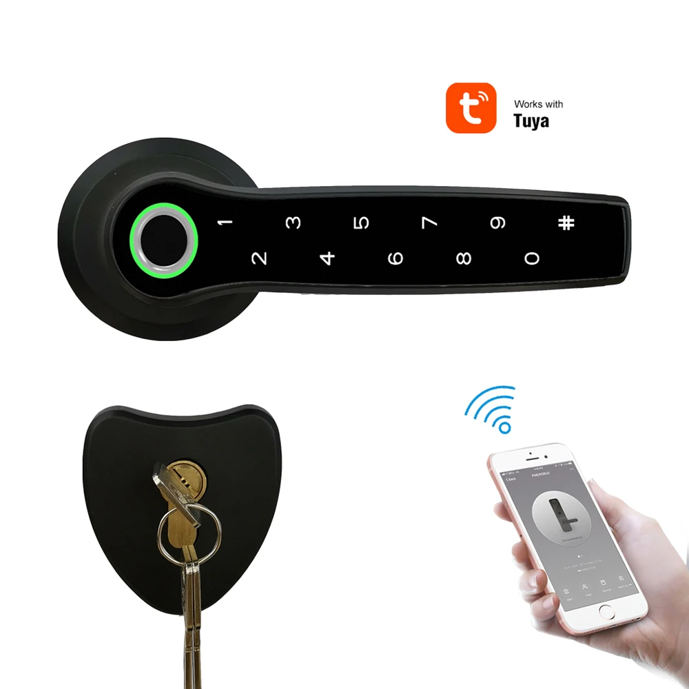 

Tuya App Fingerprint Door Handle Smart Biometric Code Bluetooth Door Lock