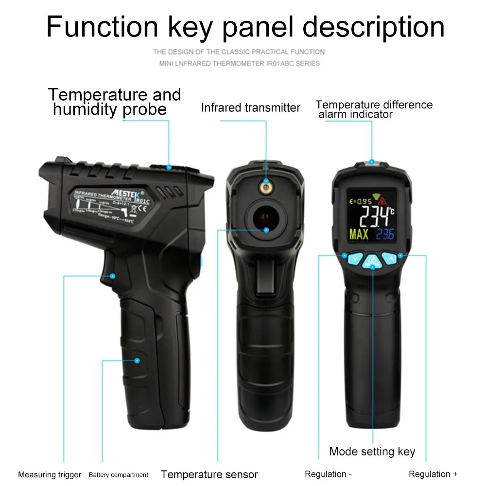 Mestek IR01C цифровой термометр измеритель влажности инфракрасный термометр гигрометр Измеритель температуры пирометр(без батареи