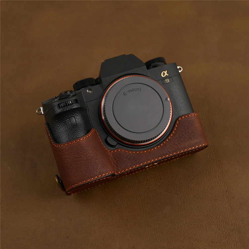 Кожаная защитная сумка для камеры sony A7R4 A7RM4 A7RIV A74 чехол для корпуса камеры ударопрочный защитный рукав Аксессуары - Цвет: Brown