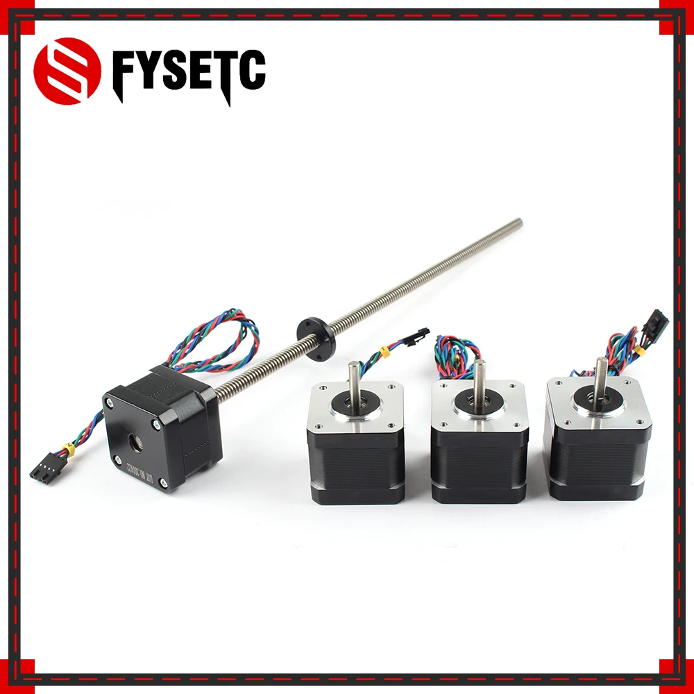 Fysetc 4Pcs Nema 17 Kit Motore Per Prusa Mini Stampante 3D X Y Z Eaxis Nema 17 Motori Passo-Passo Con Vite Di Comando Tr8 * 4 Parte Stampante 3D