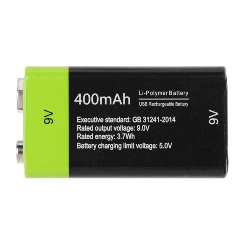 9V 400mAh USB Rechargeable 6F22 Lipo Battery for Multimeter Microphone Remote 77UA