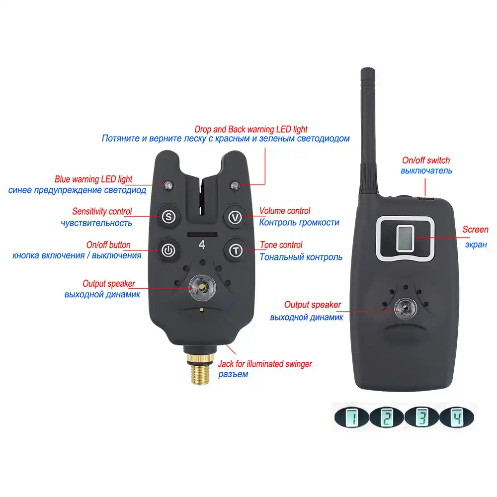 Wireless LED Fishing Alarm Alert Set w//Case 3 Fishing Bite Alarm+1 Receiver N2P4