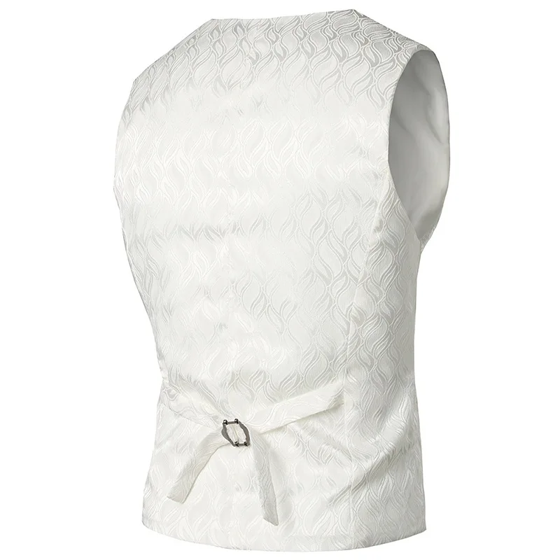 

Business Going to Work Embroidered Jacquard Double Breasted Waistcoat Men's Banquet Vest Host Master of Ceremonies Best Man Hair