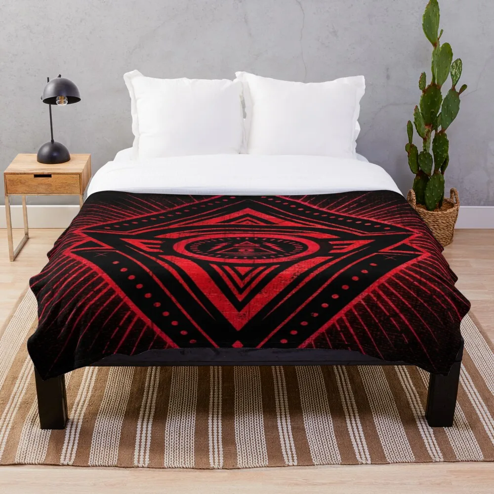 

All Season Printed Fleece Blanket Super Soft Cozy Throw Blanket Abstract Color Burn Pattern Geometric Lines Optical Illusion In