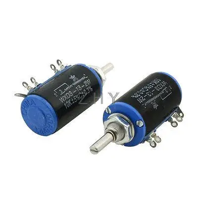 

WXD3-13 4mm Shaft Multiturn Rotary Wirewound Potentiometer 10Kohm 2W 2 Pcs