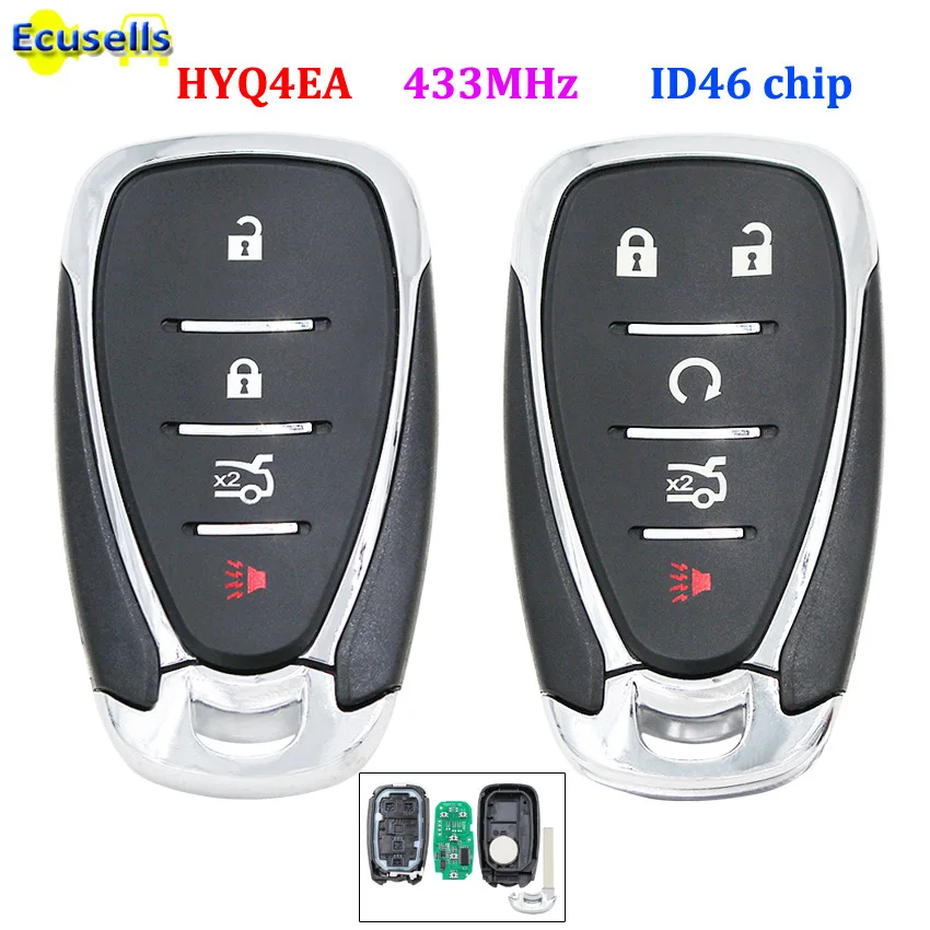 Умный дистанционный ключ 4/5 с чипом ID46 433 МГц для Chevrolet Camaro Equinox Cruze Malibu Spark HYQ4EA