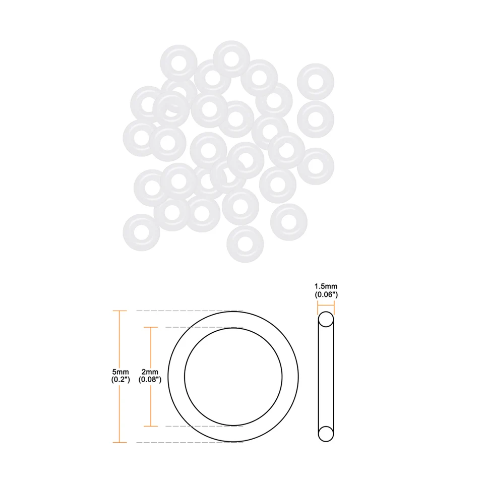 20 Joints Toriques Silicone Blancs - 20mm OD, 16mm ID, 2mm D'épaisseur, Uxcell