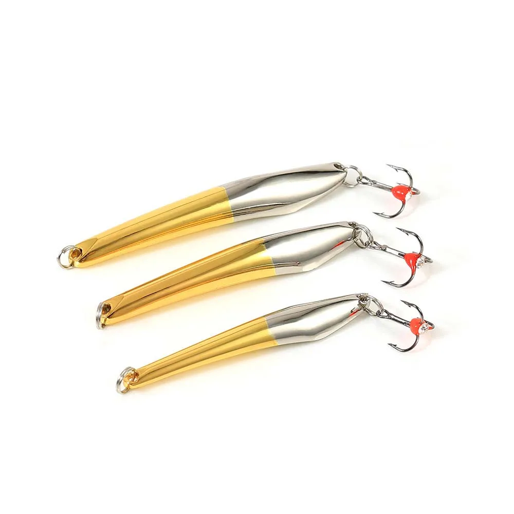 

1PC Fishing Ice Gold Lure 60/70/75mm 10/20/25g Metal Hard Bait Hooks Wobbler Spinners Spoon Winter Treble Tackle