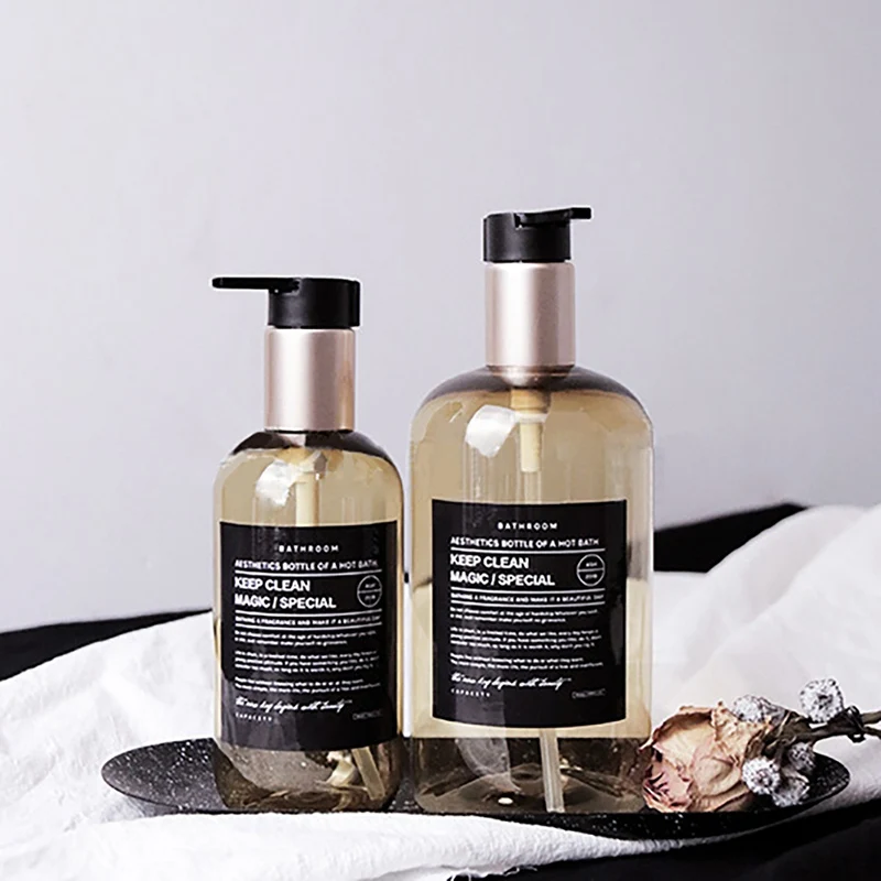 

250/500ml Nordic Style Shower Gel Shampoo Bottles Bath Refillable Bottles Body Wash Hair Conditioner Dispenser Bathroom Supplies