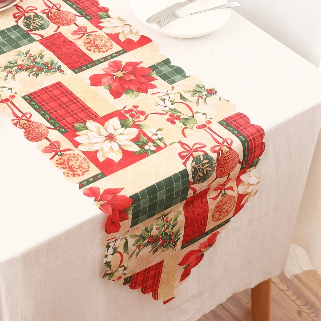 Christmas Holiday Dining Table Runner Christmas Wedding Champagne Table Runners Dining Room Restaurant Table Xmas Decoration 4 - Цвет: C