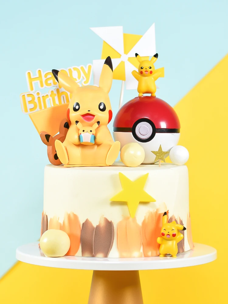 Anime Yellow Animals Cute Model Cake Topper Figure Toys Pvc Elves Ball For Children Collectibles Birthday Party Decoration | Дом и сад