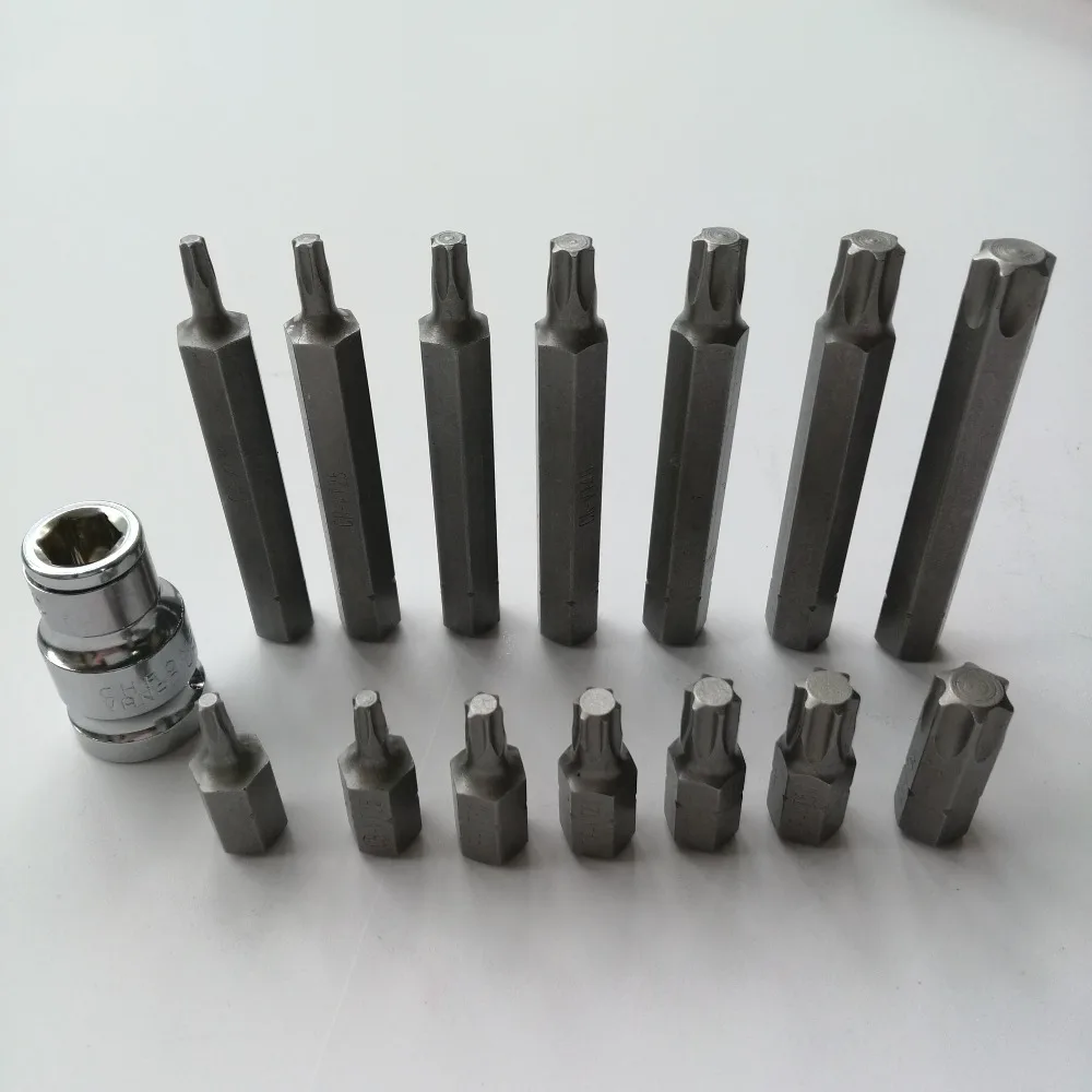 15 шт. CRV T20 T55 Hex Shandk Scewdriver набор инструментов 1/2 &quotPower Torque Torx Star Drive Socket Bit Set