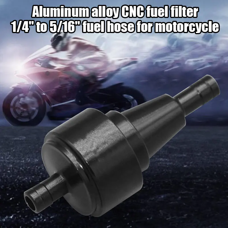 Vehemo 1/4" Turn 5/16" Motorcycle Fuel Filter Aluminum Alloy Fuel Filter Accessories Vehicle Parts Engine Fuel Filter