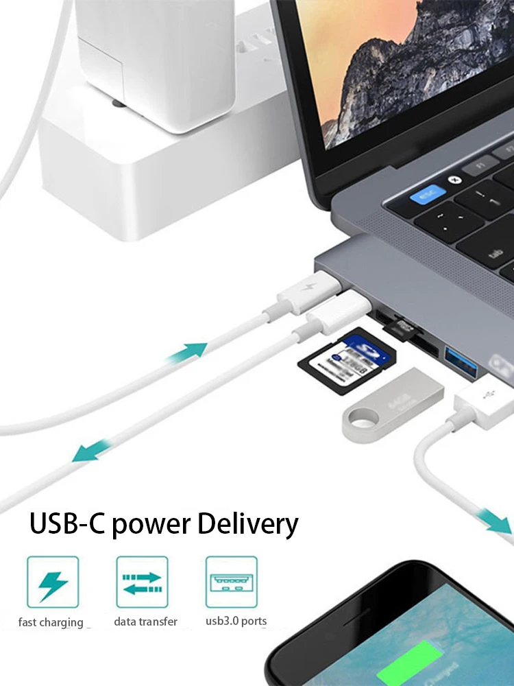 Usb-концентратор 3,0 Мульти USB 3,0 usb-хаб высокоскоростной 6 в 1 Порты Hab TF SD Кардридер Все в одном для ПК Компьютерные аксессуары